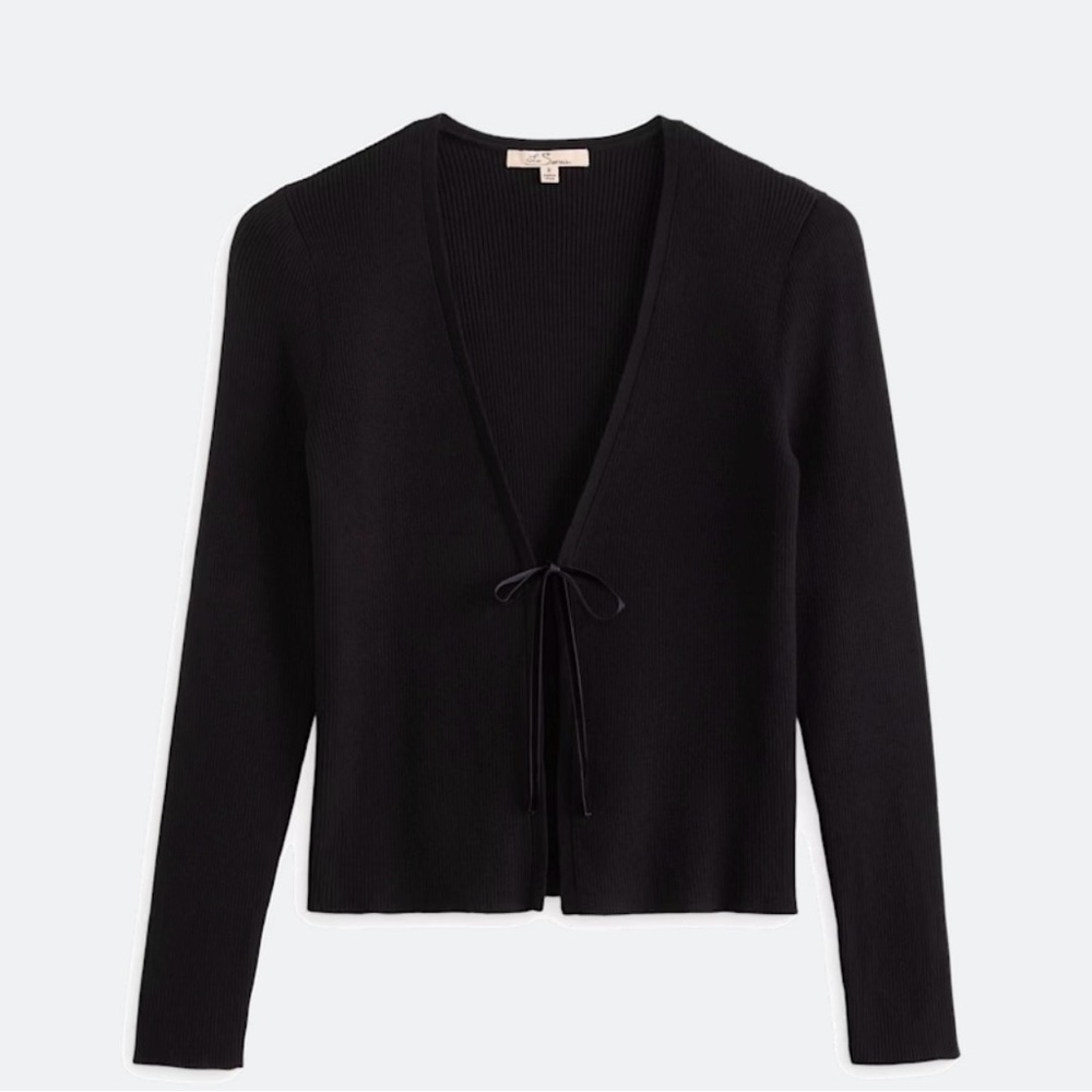 Black Tie-Front Women's Cardigan Sweater